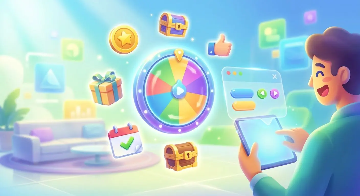 Visual of player perks and rewards in a fun fair online entertainment setting
