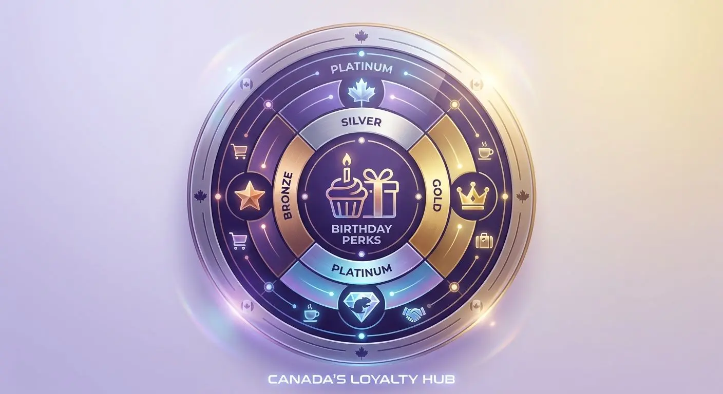 Loyalty-themed illustration showing different engagement levels and birthday perk types