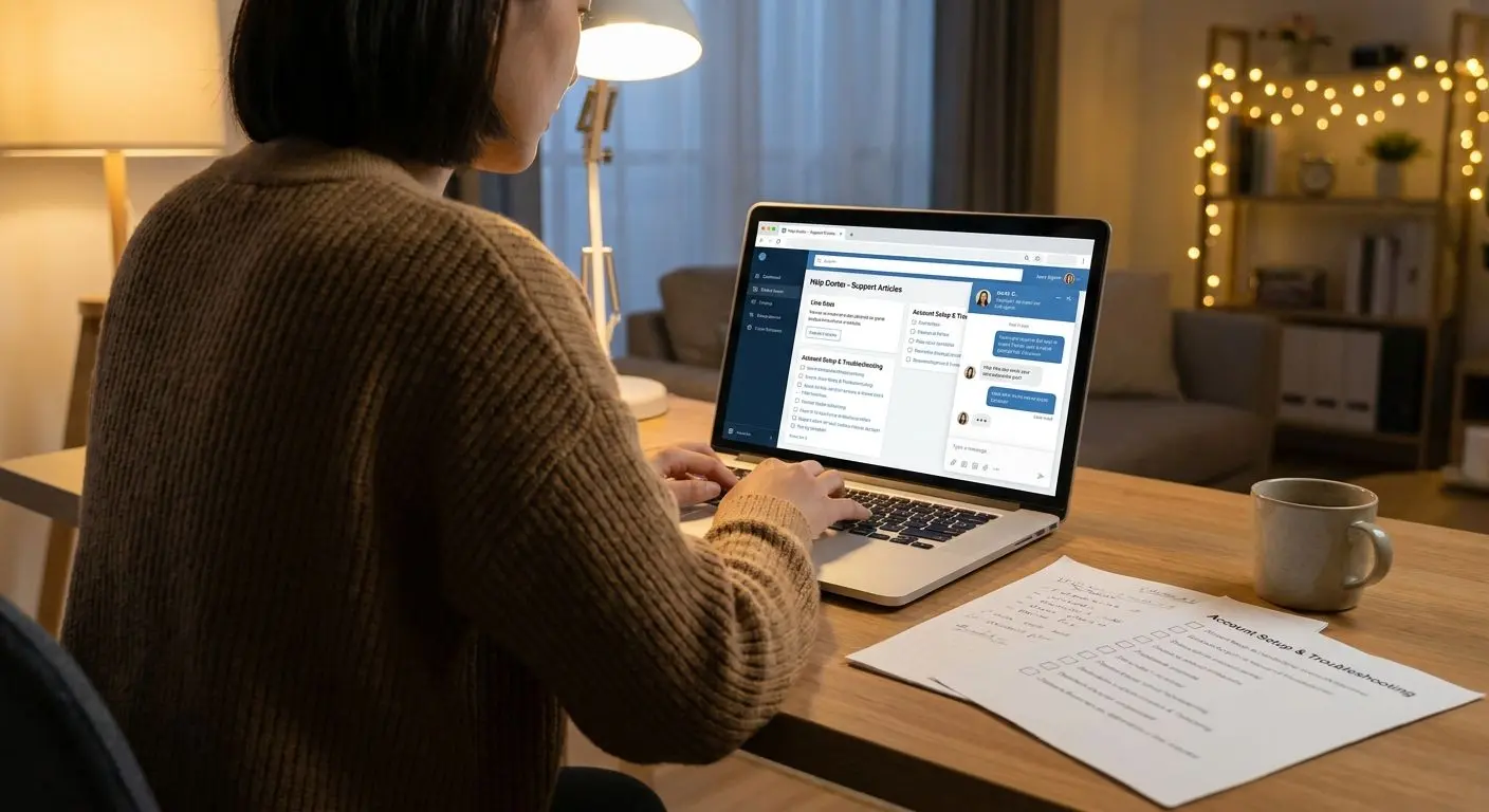 Player reading promotion terms and contacting support on a laptop
