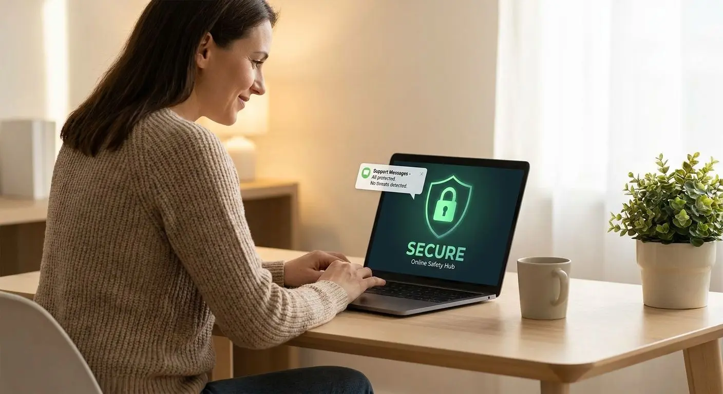 Online safety check before sharing support information