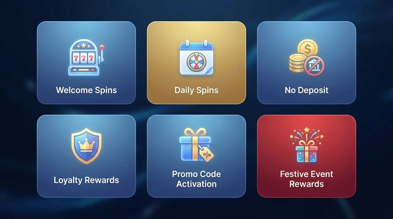 Icons showing different types of extra spins bonus formats