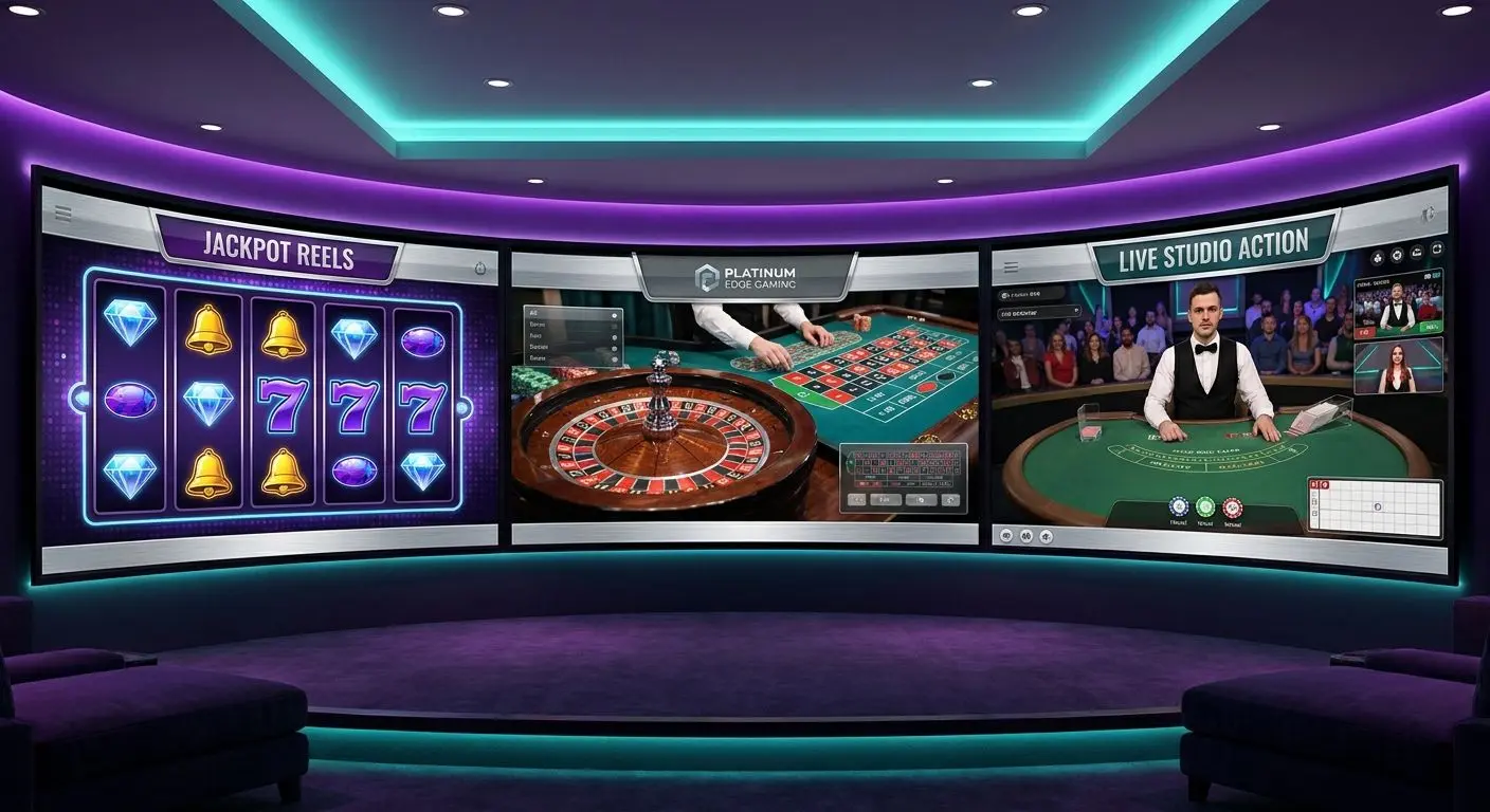 Game categories available for Canadian players Collage of slot reels, roulette, and live table interface