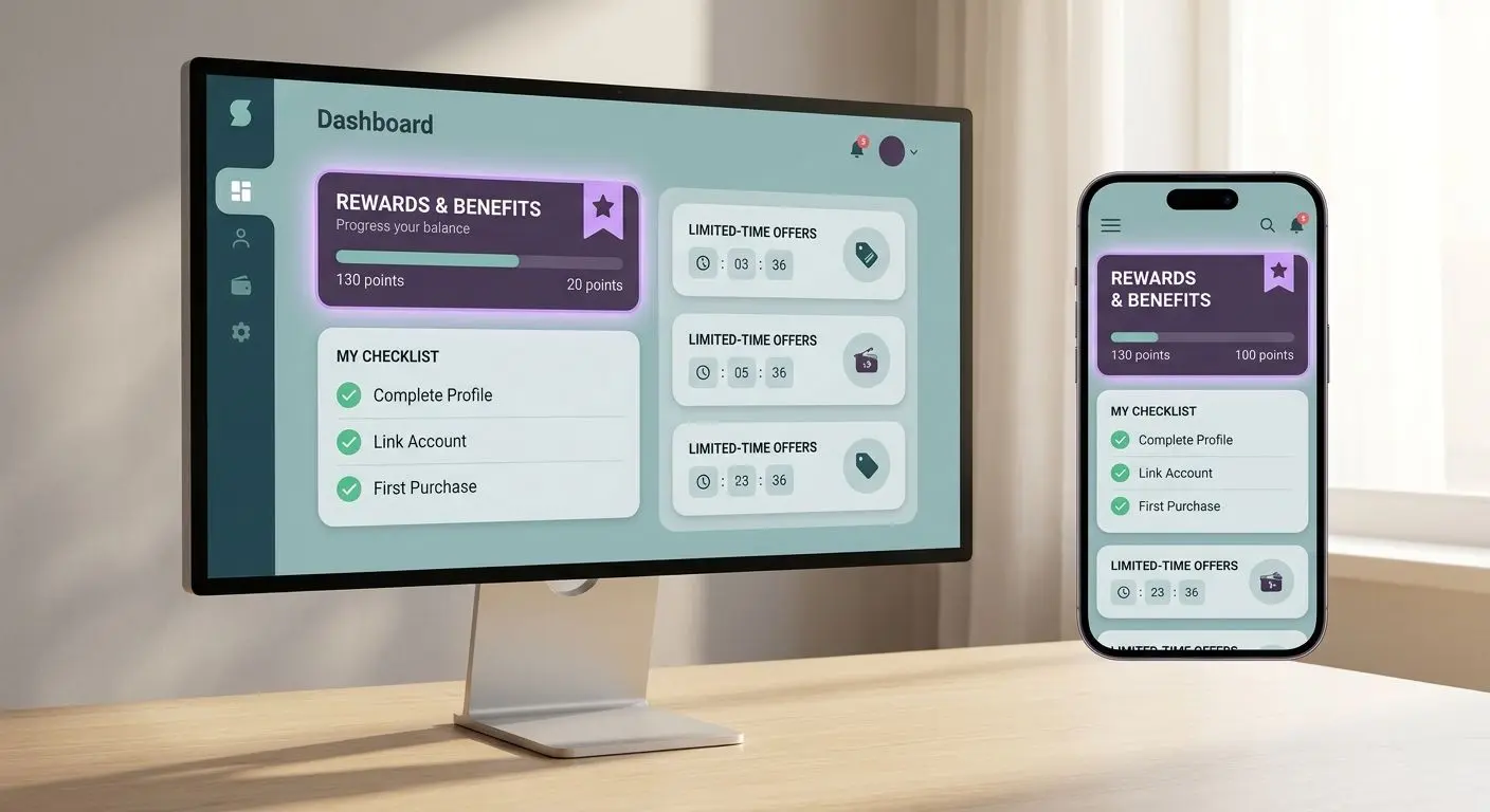 User dashboard illustration with highlighted Kickers section