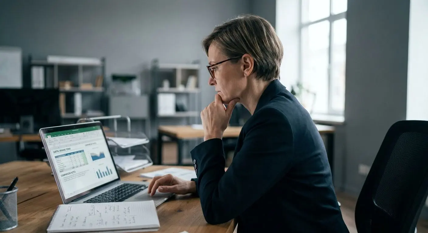 Fictional analyst reviewing personalised reward offers and terms on a laptop