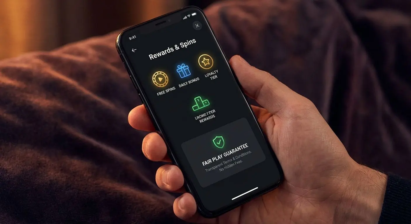 Mobile app rewards screen highlighting fair bonus terms