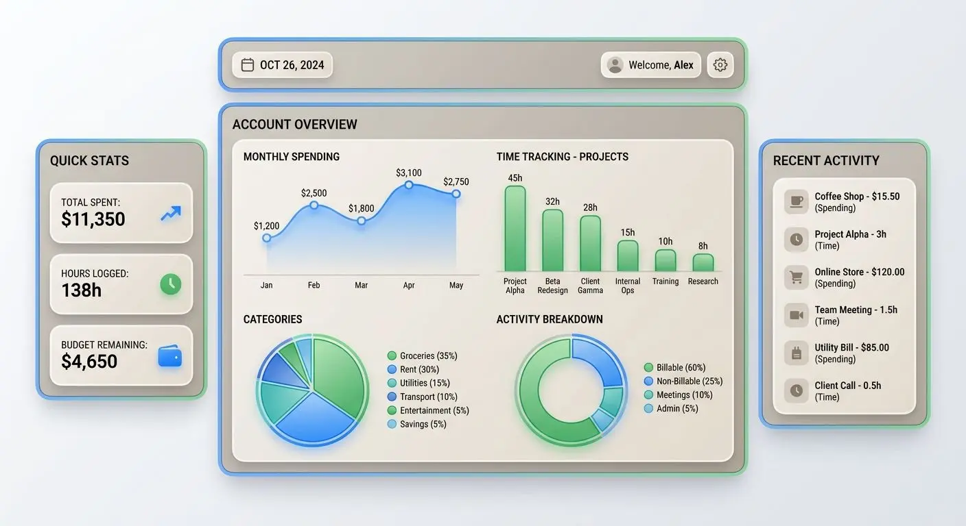 Play and payment history dashboard Illustration of a dashboard showing play and payment history trends