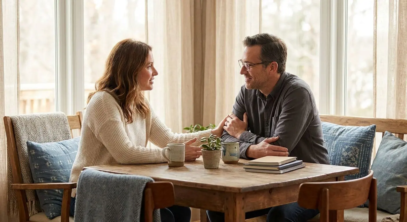Person speaking with a counsellor or trusted friend for support