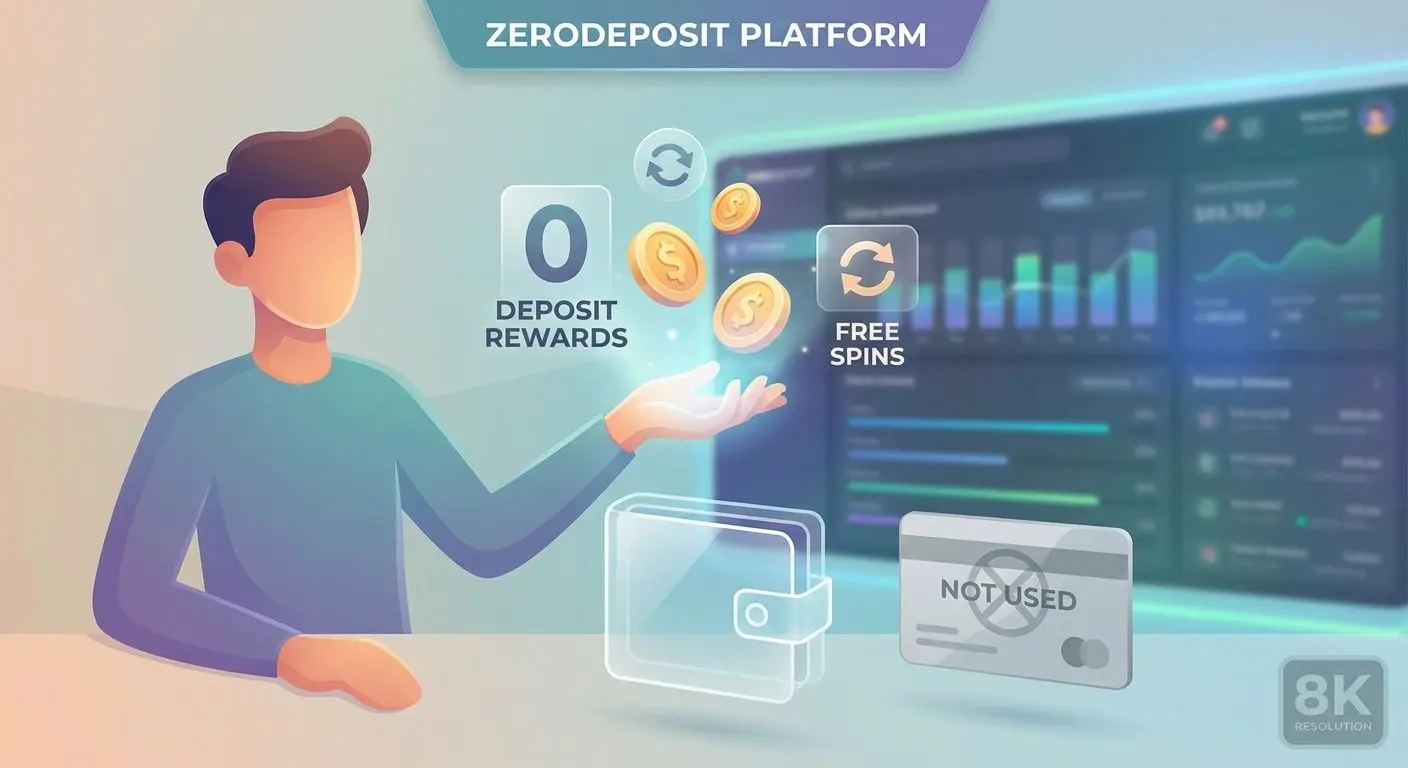 Zero deposit rewards concept with coins and spins without using a wallet or card